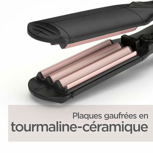 Fer à lisser avec plaques gaufrées en tourmaline-céramique